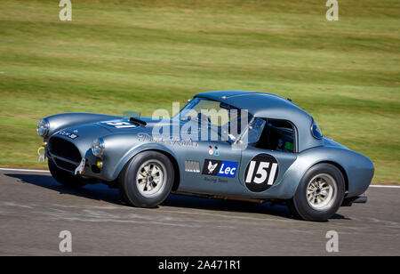1964 AC Cobra mit Fahrer Jason Yates während des RAC TT Feier Rennen auf dem 2019 Goodwood Revival, Sussex, UK. Stockfoto