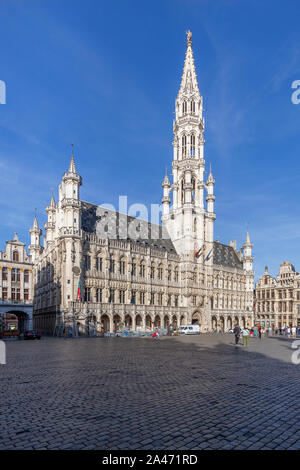 Brüssel, Belgien - August 2019; Rathaus in der Grand Place Stockfoto