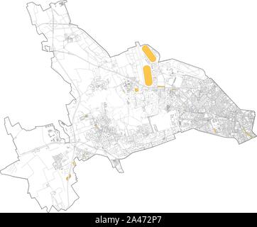 Satelliten Karte von Mailand, Straßen und Gebäude von Nummer 7, Gemeinden Nummer sieben. In der Lombardei. Italien Stock Vektor