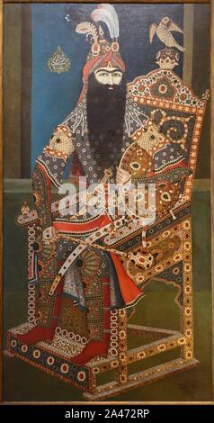 Fathali Shah Qajar, Künstler unbekannt, Iran, Teheran, Anfang des 19. Jahrhunderts AD, Öl auf Leinwand Stockfoto