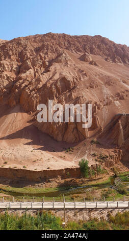 Querformat Der Bezeklik tausend Buddha Höhlen in Turpan Provinz Xinjiang in China. Stockfoto