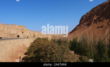 Querformat Der Bezeklik tausend Buddha Höhlen in Turpan Provinz Xinjiang in China. Stockfoto