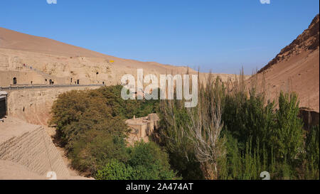 Querformat Der Bezeklik tausend Buddha Höhlen in Turpan Provinz Xinjiang in China. Stockfoto