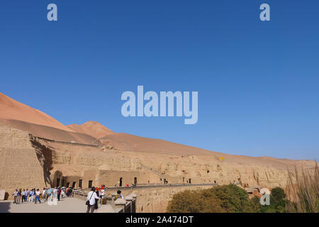 Querformat Der Bezeklik tausend Buddha Höhlen in Turpan Provinz Xinjiang in China. Stockfoto