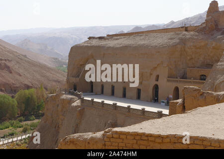 Querformat Der Bezeklik tausend Buddha Höhlen in Turpan Provinz Xinjiang in China. Stockfoto