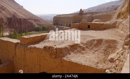 Querformat Der Bezeklik tausend Buddha Höhlen in Turpan Provinz Xinjiang in China. Stockfoto