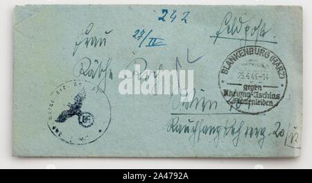 Germania-aufdruck Hans 1944-04-24 b1. Stockfoto