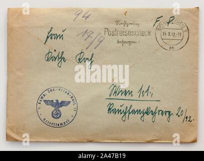 Germania-aufdruck Hans 1942-09-13 1. Stockfoto