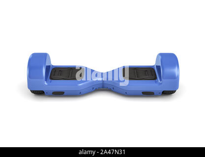 3D-Rendering von einer einzigen blauen Selbstausgleichenden gyroscooter auf weißem Hintergrund. Transport für Teens. Elektrische fahren. Alternative Verkehrsmittel. Stockfoto