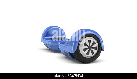 3D-Rendering von einer einzigen blauen Selbstausgleichenden gyroscooter auf weißem Hintergrund. Transport für Teens. Elektrische fahren. Alternative Verkehrsmittel. Stockfoto