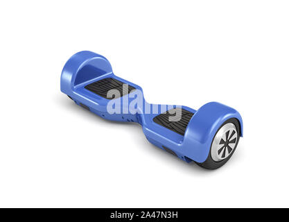 3D-Rendering von einer einzigen blauen Selbstausgleichenden gyroscooter auf weißem Hintergrund. Transport für Teens. Elektrische fahren. Alternative Verkehrsmittel. Stockfoto