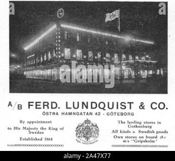 Ferd lundquist Ad 1930. Stockfoto