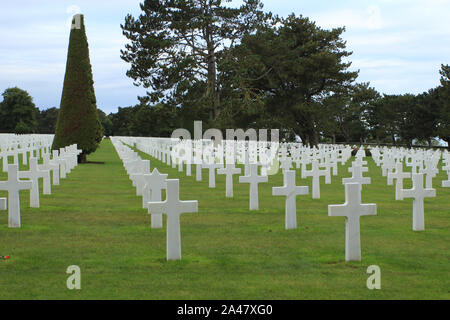 Omaha Beach, Normandie 09/10/2017. D-Day, die Landung der Amerikaner. Friedhof und Denkmal für die Gefallenen. Stockfoto