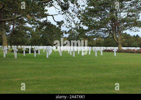 Omaha Beach, Normandie 09/10/2017. D-Day, die Landung der Amerikaner. Friedhof und Denkmal für die Gefallenen. Stockfoto