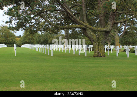 Omaha Beach, Normandie 09/10/2017. D-Day, die Landung der Amerikaner. Friedhof und Denkmal für die Gefallenen. Stockfoto