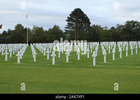 Omaha Beach, Normandie 09/10/2017. D-Day, die Landung der Amerikaner. Friedhof und Denkmal für die Gefallenen. Stockfoto