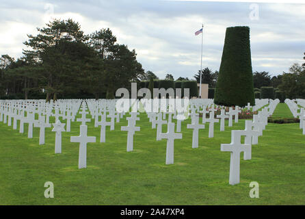 Omaha Beach, Normandie 09/10/2017. D-Day, die Landung der Amerikaner. Friedhof und Denkmal für die Gefallenen. Stockfoto