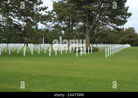 Omaha Beach, Normandie 09/10/2017. D-Day, die Landung der Amerikaner. Friedhof und Denkmal für die Gefallenen. Stockfoto