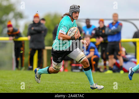 Ampthill, Großbritannien. 05 Okt, 2019. Sam Lewis von Nottingham Rugby während der Greene King IPA Championship Match zwischen Ampthill RUFC und Nottingham Rugby auf ampthill RugbyÕs Meisterschaft Debüt bei Kingston Park, Woburn St, Ampthill, Bedford MK45 2HX, Vereinigtes Königreich, am 12. Oktober 2019. Foto von David Horn. Credit: PRiME Media Images/Alamy leben Nachrichten Stockfoto