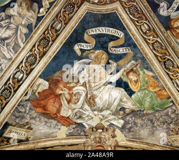 Filippino Lippi, Carafa Kapelle, Vault 02, Sibylle von Delphi. Stockfoto