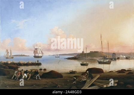 Fitz Hugh Lane - das Fort und zehn Pfund Insel, Gloucester, Massachusetts. Stockfoto