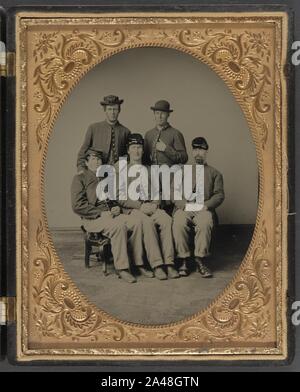 Fünf nicht identifizierten Soldaten in Uniformen der Union Stockfoto