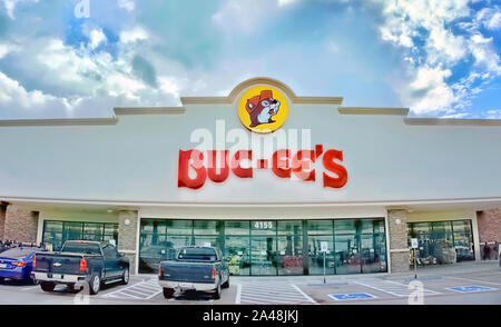 Temple, Texas - Okt. 10,2019 - dem Buc-ee-Kette der Überlebensgroße mega-Convenience Stores in Texas haben über 60,0000 Quadratfuß store Raum und 84 Stockfoto