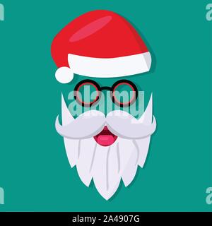 Santa Hut, Brille und Bart für weihnachten santa Konzept Vector Illustration Stock Vektor