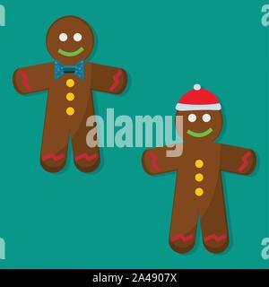 Gingerbread Man Plätzchen oder Kekse für Weihnachten Konzept Vector Illustration Stock Vektor