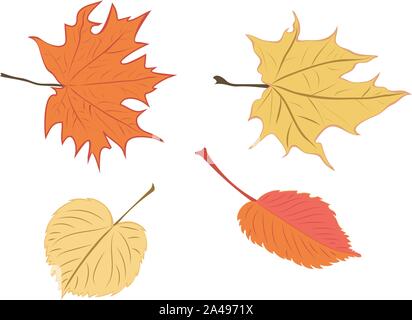 Vintage bunte gefallenen Blätter im Herbst Kollektion Design. Stock Vektor