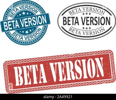 Beta version Stempel Rot, Blau, Schwarz beta version Grunge vintage Stempel gesetzt. beta-Version Stock Vektor