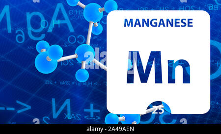 Mangan Mn chemische Element. Mangan Schild mit der Ordnungszahl ...