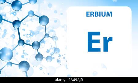 Erbium 68 Element. Erdalkalimetalle. Chemisches Element von Mendelejew Periodensystem. Erbium im quadratischen Kubus kreatives Konzept. Chemie, Labor Stockfoto