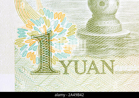 Ecke der chinesische Yuan Banknote. Geld auf Makro. Stockfoto