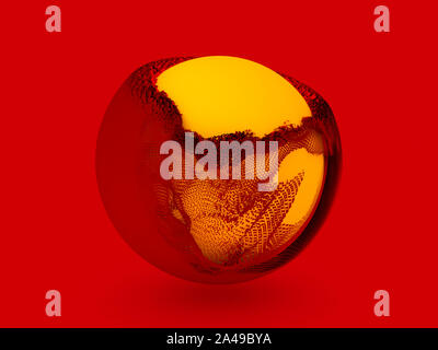 Zusammenfassung Hintergrund mit einer Kugel und glühenden Kern. 3D renering Stockfoto