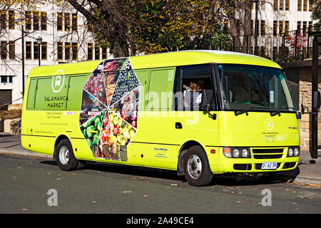 Hobart Australien/dem Salamanca Markt kostenloser Bus am Franklin Square Bushaltestelle, Hobart Tasmanien. Stockfoto