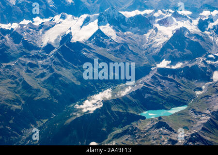 Anzeigen areial Lac de Moiry - Schweiz Stockfoto