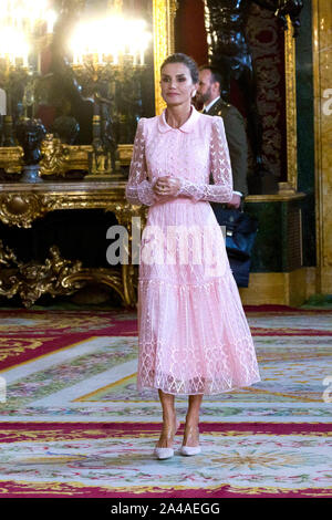 Madrid, Spanien. 12 Okt, 2019. Queen Letizia von Spanien Erhalt der Nationalen Tag im Palacio Real. Madrid, 12.10.2019 | Verwendung der weltweiten Kredit: dpa/Alamy leben Nachrichten Stockfoto