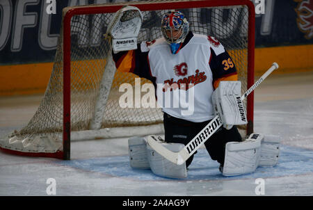 Guildford, Großbritannien. 13 Okt, 2019. Petr Cech von Guildford Phoenix Ex Arsenal und Chelsea Spieler während National Ice Hockey League zwischen Guildford Phoenix und Swindon Wildkatzen 2 bei Guildford Spectrum Stadion in Guildford, England am Oktober 13, 2019 Credit: Aktion Foto Sport/Alamy leben Nachrichten Stockfoto