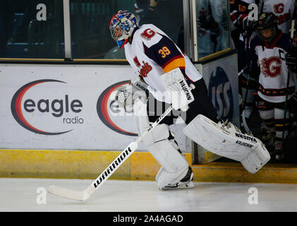 Guildford, Großbritannien. 13 Okt, 2019. Petr Cech von Guildford Phoenix Ex Arsenal und Chelsea Spieler während National Ice Hockey League zwischen Guildford Phoenix und Swindon Wildkatzen 2 bei Guildford Spectrum Stadion in Guildford, England am Oktober 13, 2019 Credit: Aktion Foto Sport/Alamy leben Nachrichten Stockfoto