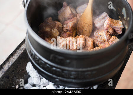 Traditionelle südafrikanische Potjiekos Stockfoto