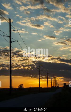 Eine September Sonnenuntergang in der Polk County, Iowa. Stockfoto