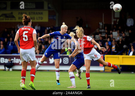 London, Großbritannien. 13 Okt, 2019. Bethanien England von Chelsea Frauen (2 L) am Ziel. Super League FA Women's Match, Chelsea Frauen v Arsenal Frauen an Kingsmeadow in Kingston upon Thames, London am Sonntag, den 13. Oktober 2019. Dieses Bild dürfen nur für redaktionelle Zwecke verwendet werden. Nur die redaktionelle Nutzung, eine Lizenz für die gewerbliche Nutzung erforderlich. Keine Verwendung in Wetten, Spiele oder einer einzelnen Verein/Liga/player Publikationen. pic von Steffan Bowen/Credit: Andrew Orchard sport Fotografie/Alamy leben Nachrichten Stockfoto