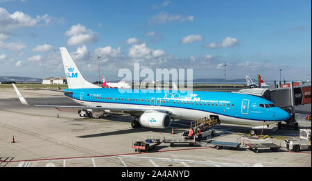 KLM 100. Jahrestag, ein KLM Flugzeug auf dem Flughafen in Marseille Marignane Stockfoto