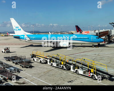 KLM 100. Jahrestag, ein KLM Flugzeug auf dem Flughafen in Marseille Marignane Stockfoto