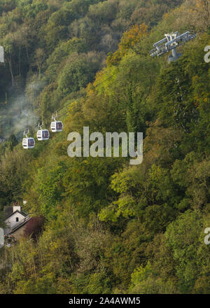 Ansicht der Seilbahnen in den Höhen von Abraham als vom Gipfel des Hohen Tor, Matlock Derbyshire gesehen Stockfoto