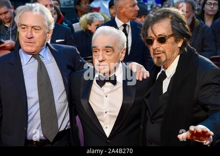 Al Pacino, Robert De Niro. Martin Scorsese. "Die Iren", Closing Night Gala, BFI London Film Festival, Odeon Luxe, Leicester Square, London. Großbritannien Stockfoto