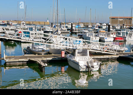 Hafen von l'Herbaudière auf der Insel Noirmoutier en l'Ile in der Vendée in der Region Pays-de-la-Loire im Westen von Frankreich Stockfoto