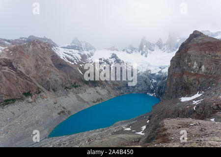 Laguna Sucia Aussicht an einem bewölkten Tag. Fitz Roy Berg, Patagonien, Argentinien Stockfoto