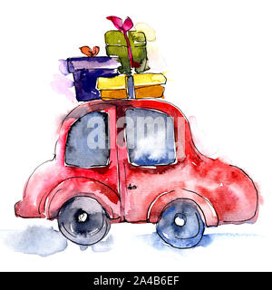 Weihnachten Winter Urlaub Symbol isoliert. Aquarell Hintergrund gesetzt. Isolierte weihnachten Abbildung Element. Stockfoto